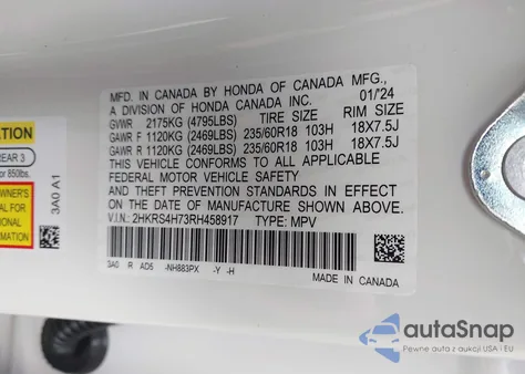 2024 Honda Cr-V Ex-L Awd from USA, damaged, VIN 2HKRS4H73RH458917